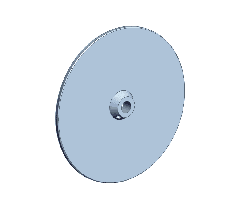 銅盤的 CAD 模型，在 Fusion 360 中設計，用於與磁力聯軸器互動。©